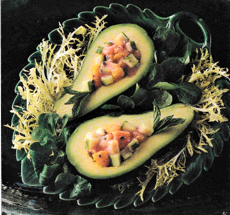 Filled Avocados with Strawberry Dressing